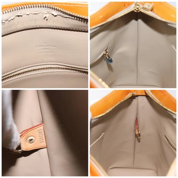 LOUIS VUITTON Monogram Vernis Houston Hand Bag Beige M91004 LV Auth 128707 - Picture 15 of 16